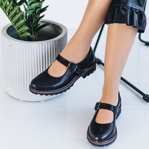 Women Navy Blue Leather Mary Janes Shoes Handmade Mary Jane Etsy