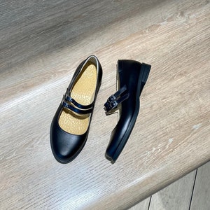 Black Flat ballets Mary Jane shoes, women black mary janes, women shoes image 8