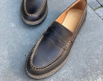 Braun gewachste Leder Penny Loafers - Damen Lederschuhe