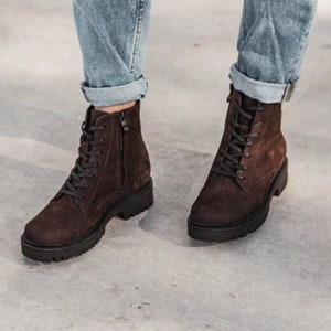 Women brown suede boots, winter boots, autumn shoes, ankle boots image 1