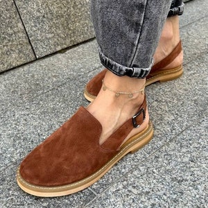 brown suede clogs, women suede sandals