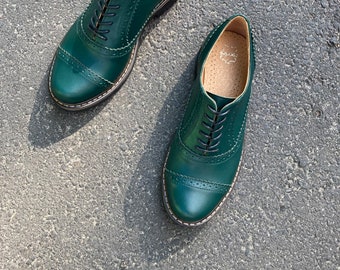 Womens green leather shoes sale