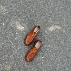 Pu&ograve; includere: Un paio di scarpe brogue in pelle marrone con dettagli intricati e un design classico. Le scarpe hanno una punta arrotondata, una chiusura con lacci e una suola nera. Le scarpe misurano circa 28 cm di lunghezza.