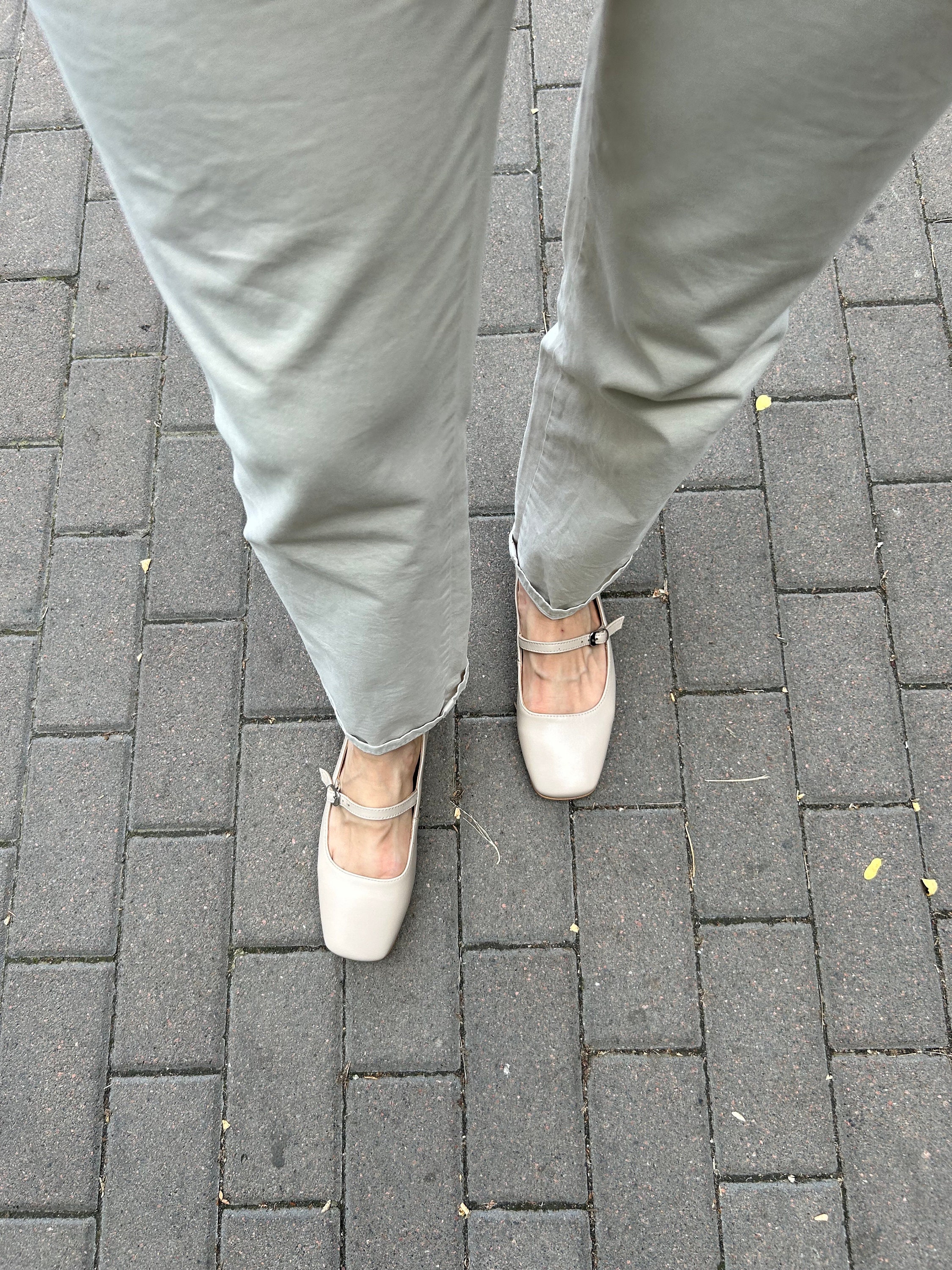 Square Toe Beige Leather Mary Janes: T-strap Ballet Flats - Etsy
