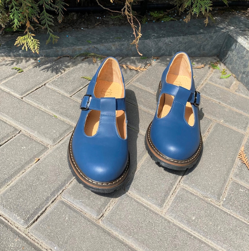 Women Navy Blue Leather Mary Janes Shoes Handmade Mary Jane Etsy