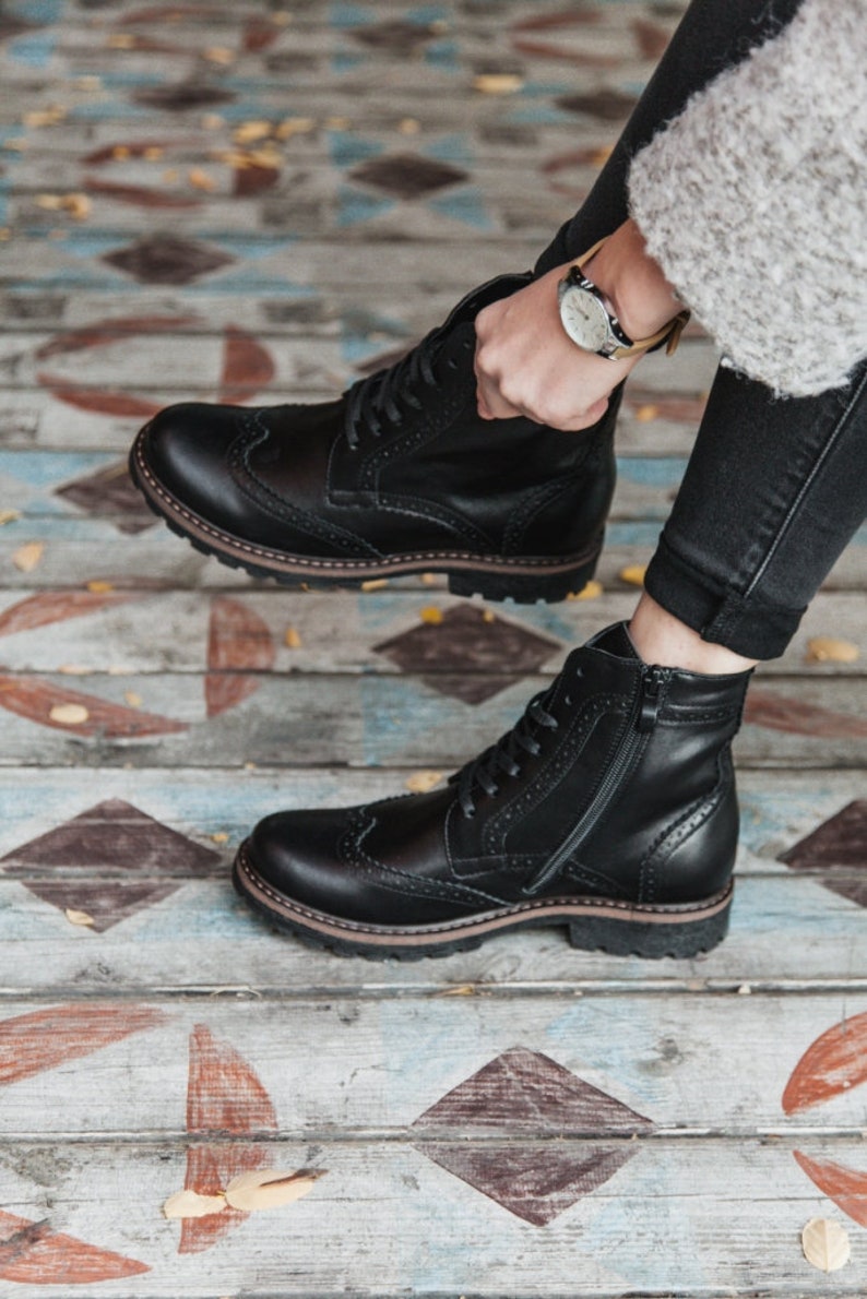 brogue boots, women borgue boots, women boots, brogue shoes, women shoes, black shoes