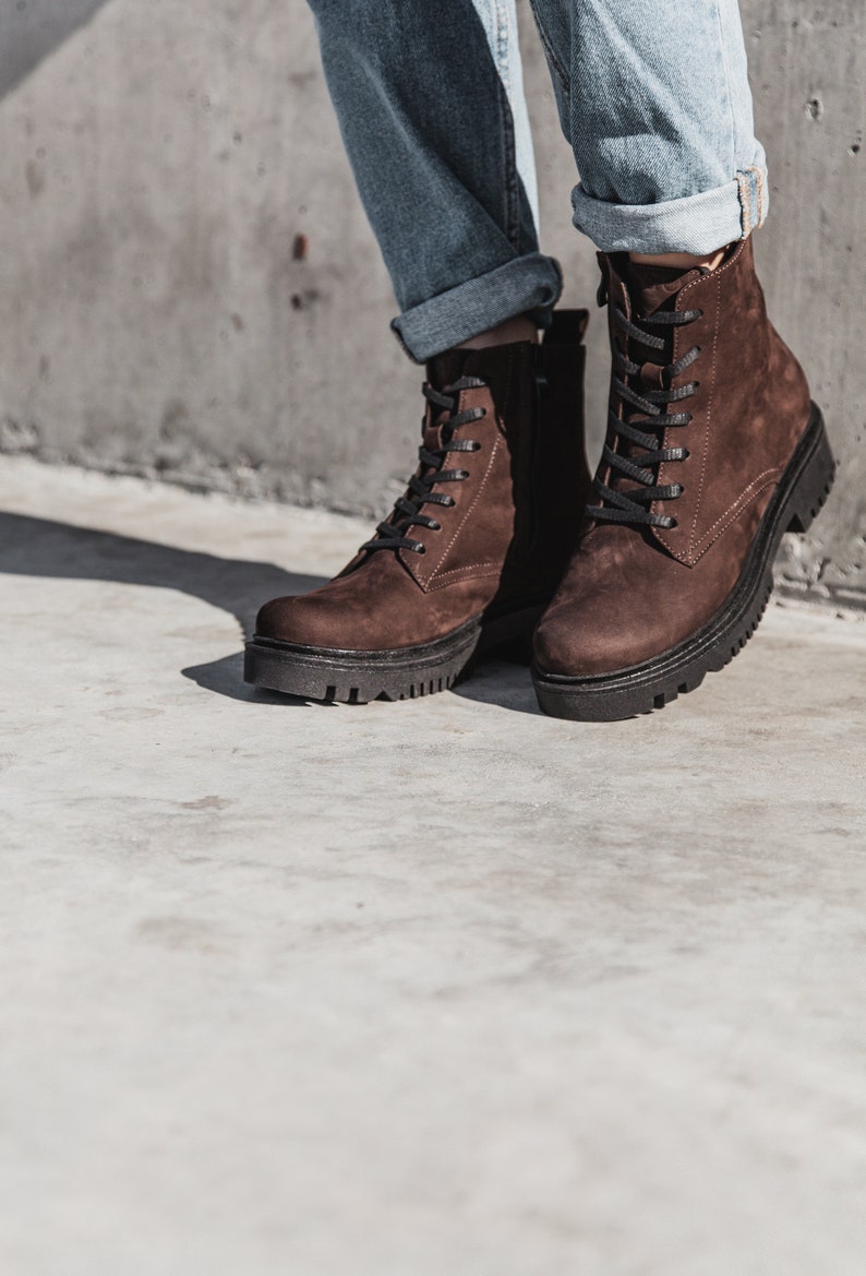 Women brown suede boots, winter boots, autumn shoes, ankle boots Bild 5
