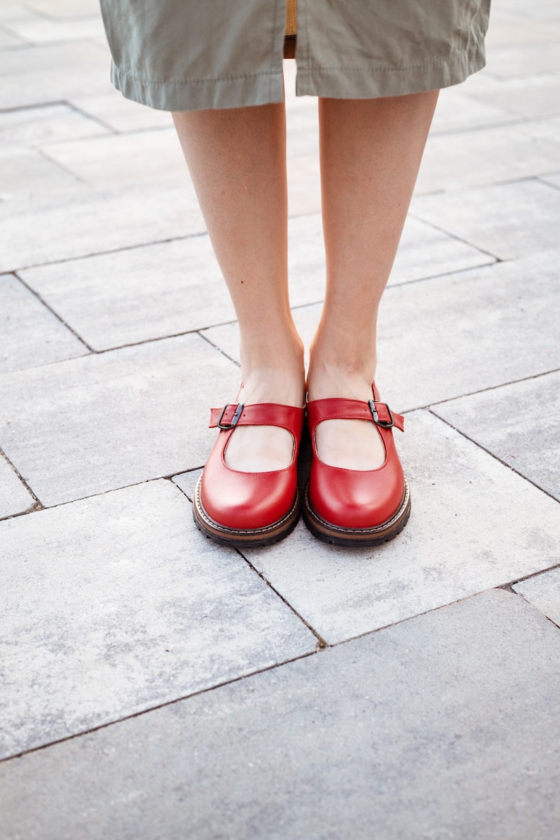 Women Red Mary Jane Shoes Etsy
