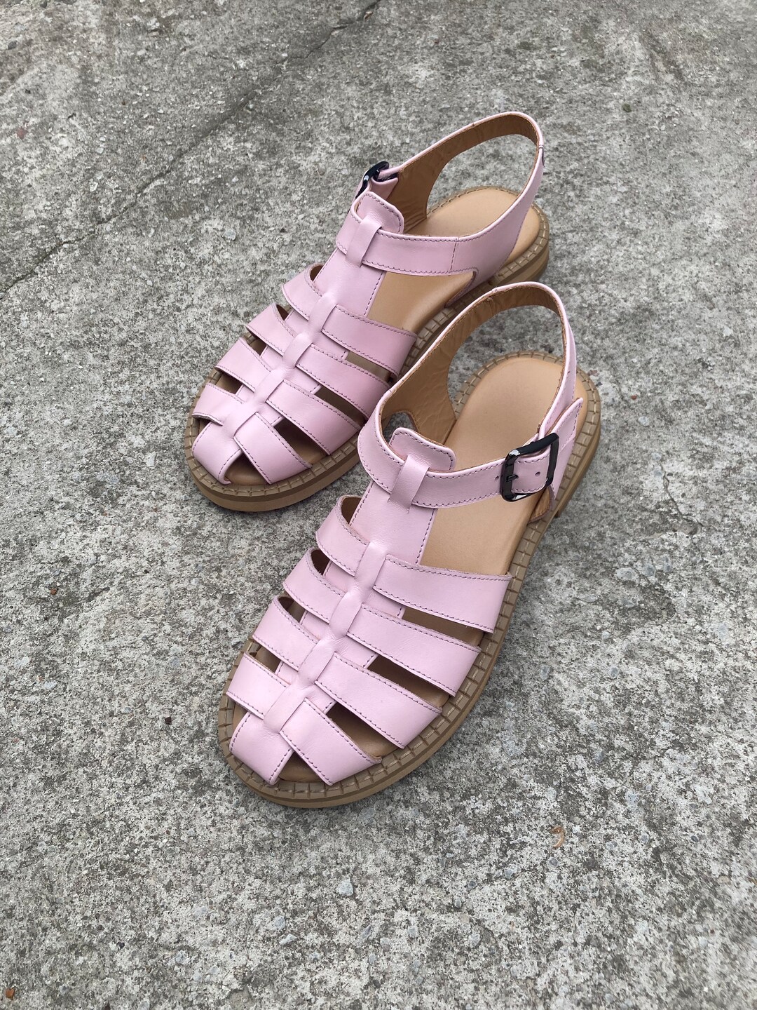 Vintage Wendel’s Italian Made Pastel Pink Blue Alligator Sandals Size US 11/11.5 Vintage Wendel main image 2
