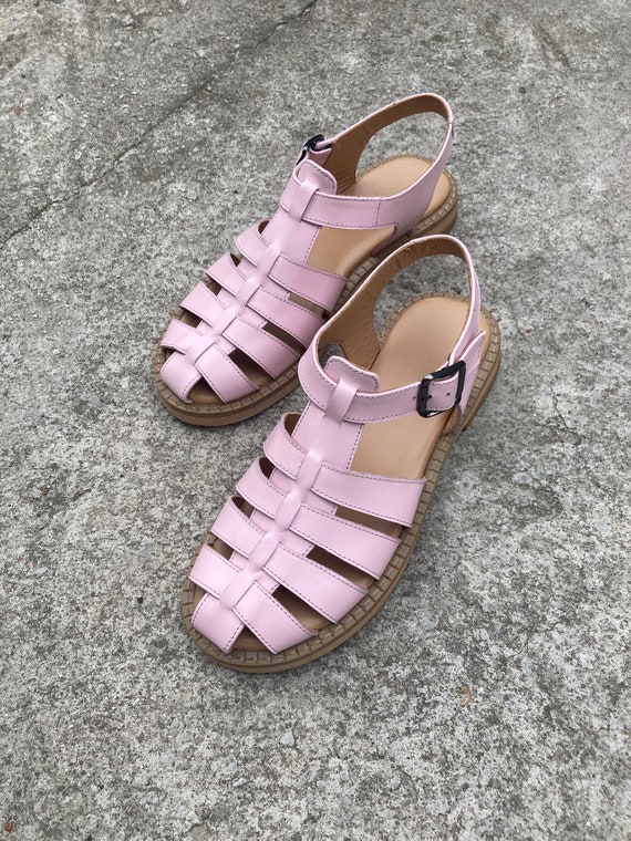 Women Pink Fisherman Sandals, Leather Pink Sandals, Gladiator Sandals,  Summer Closed Toe Sandals - Etsy UK
