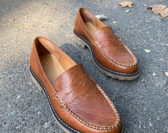 Mocasines de cuero marrón caramelo para mujer: Classic Top Siders