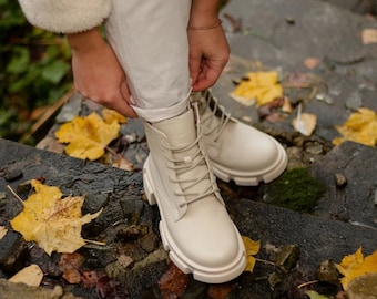 beige flat boots womens