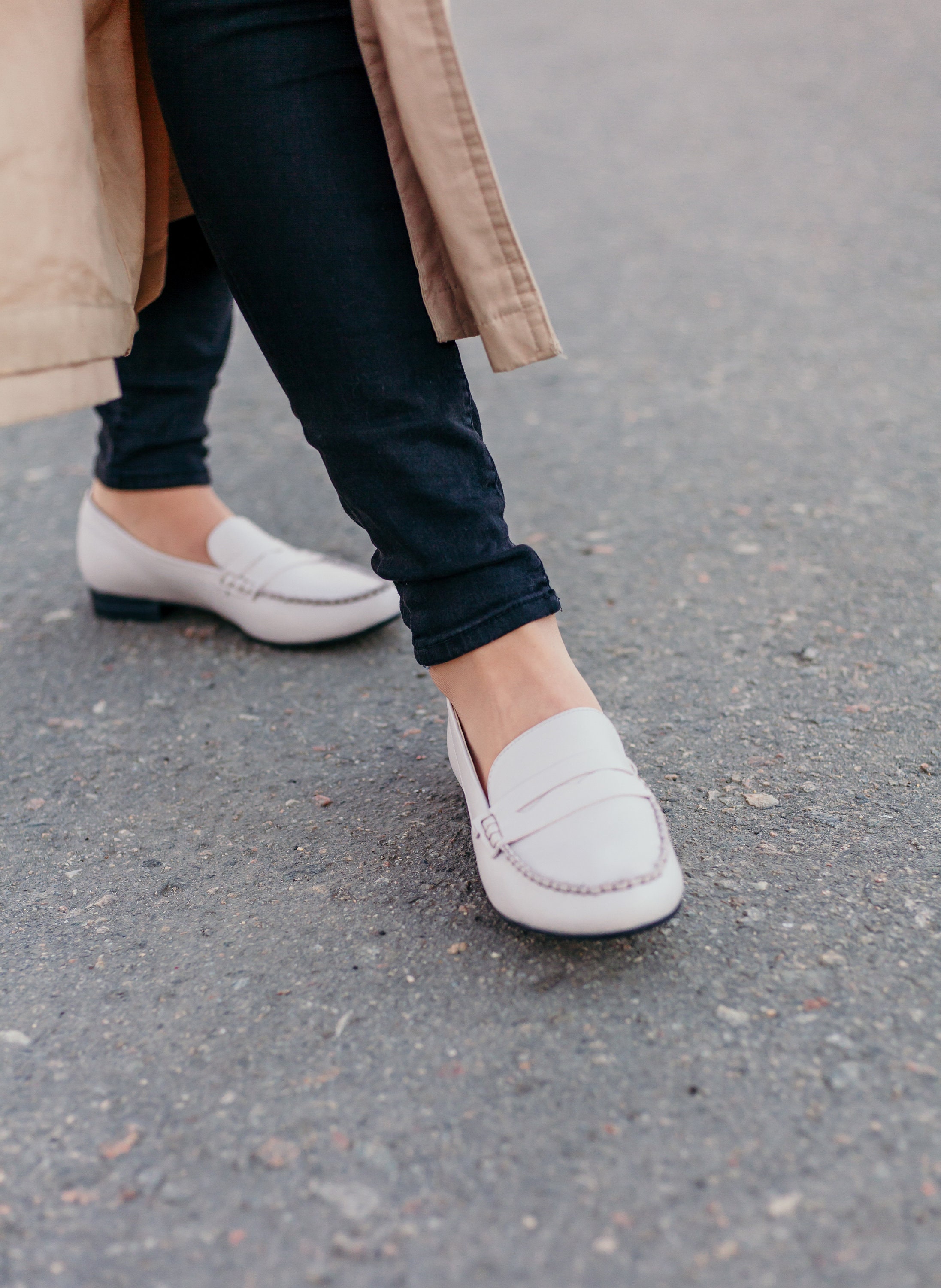Womens handmade light pink loafers natural leather moccasine Etsy