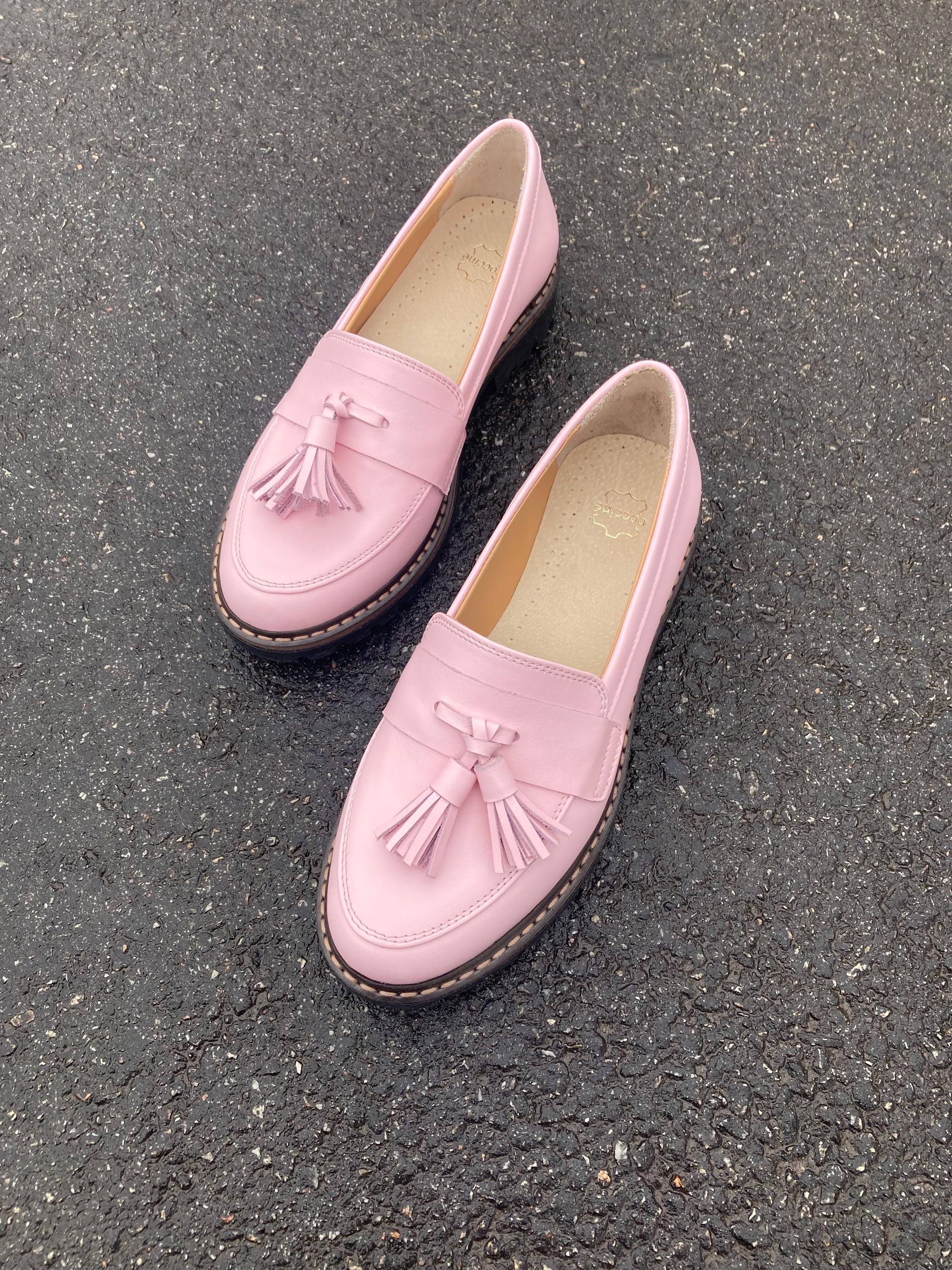Women Lavender Pink Loafer With Tassels - Etsy display picture 1
