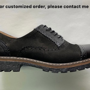 Black leather women oxfords brogue shoes, women tie oxford shoes image 7