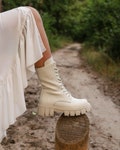 Combat high lace up women white creamy boots product logo