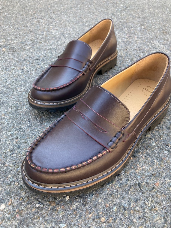 Burgundy penny loafers clearance womens