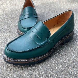 Green women Penny loafer classic top sider shoes image 4