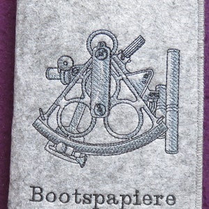 Boat papers / sports boat license / captain's case, individually embroidered cover, sextant motif plus desired text image 2