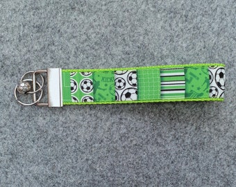 Lanyard with football motifs + silver-plated football pendant, 3 cm wide, various lengths and colors