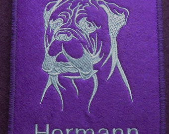 Mastiff, Molosser, Filzmappe für den Hunde Impfpass, für Hundesport, Testatheft, Obedience, Gr. A6_A5_A4, viele Farben u. Ausführungen