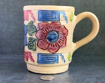 Zapotec Pottery Coffee Cup - Oaxaca Ceramic Large Coffee Mug -  Oaxaca Indigenous Clay Art - Wedding Birthday Graduation Gift