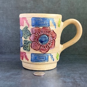 Zapotec Pottery Coffee Cup - Oaxaca Ceramic Large Coffee Mug -  Oaxaca Indigenous Clay Art - Wedding Birthday Graduation Gift