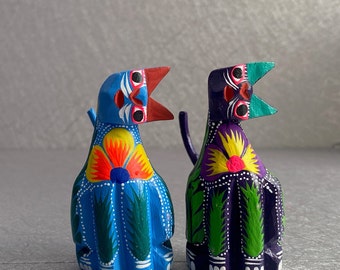 Zapoteco Alebrije Adorable Gato Pequeño - Escultura en Miniatura de Madera de Copal de Oaxaca - Intrincado Arte Indígena Pintado a Mano