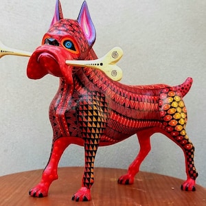 Zapotec Alebrije Boxer Dog: Signed Oaxacan Folk Art
