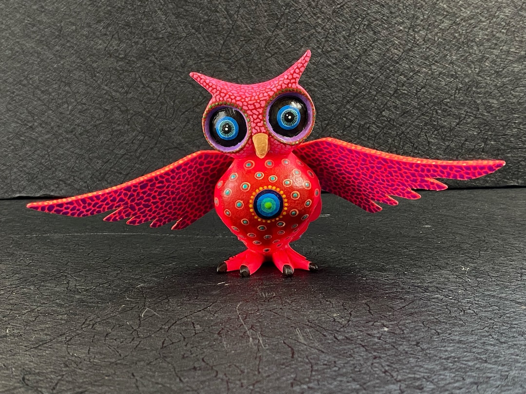 Zapotec Alebrije Owl Wood Sculpture Oaxaca Buho Signed Master Alebrije