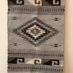Zapotec tapijt in neutrale tinten - omkeerbaar 100% wollen tapijt - natuurlijke kleurstoffen geweven Mexicaans tapijt - Oaxaca weven - 38,5" x23,5"