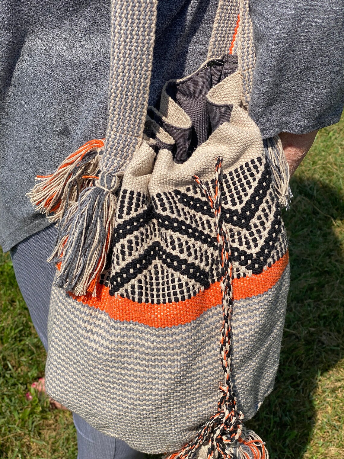 Mexican Drawstring Hobo Bag Colorful HandWoven Bag Etsy