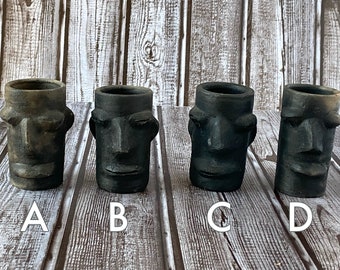 Barro Negro Tiqui Face Shot Glass - Zapotec Raku Pottery - Ceramic Oaxacan Indigenous Art - Hand Carved