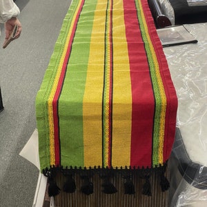 Hand-Woven Zapotec Table Runner: Mexican Centerpiece with Tassels (81&quot; x 16&quot;)