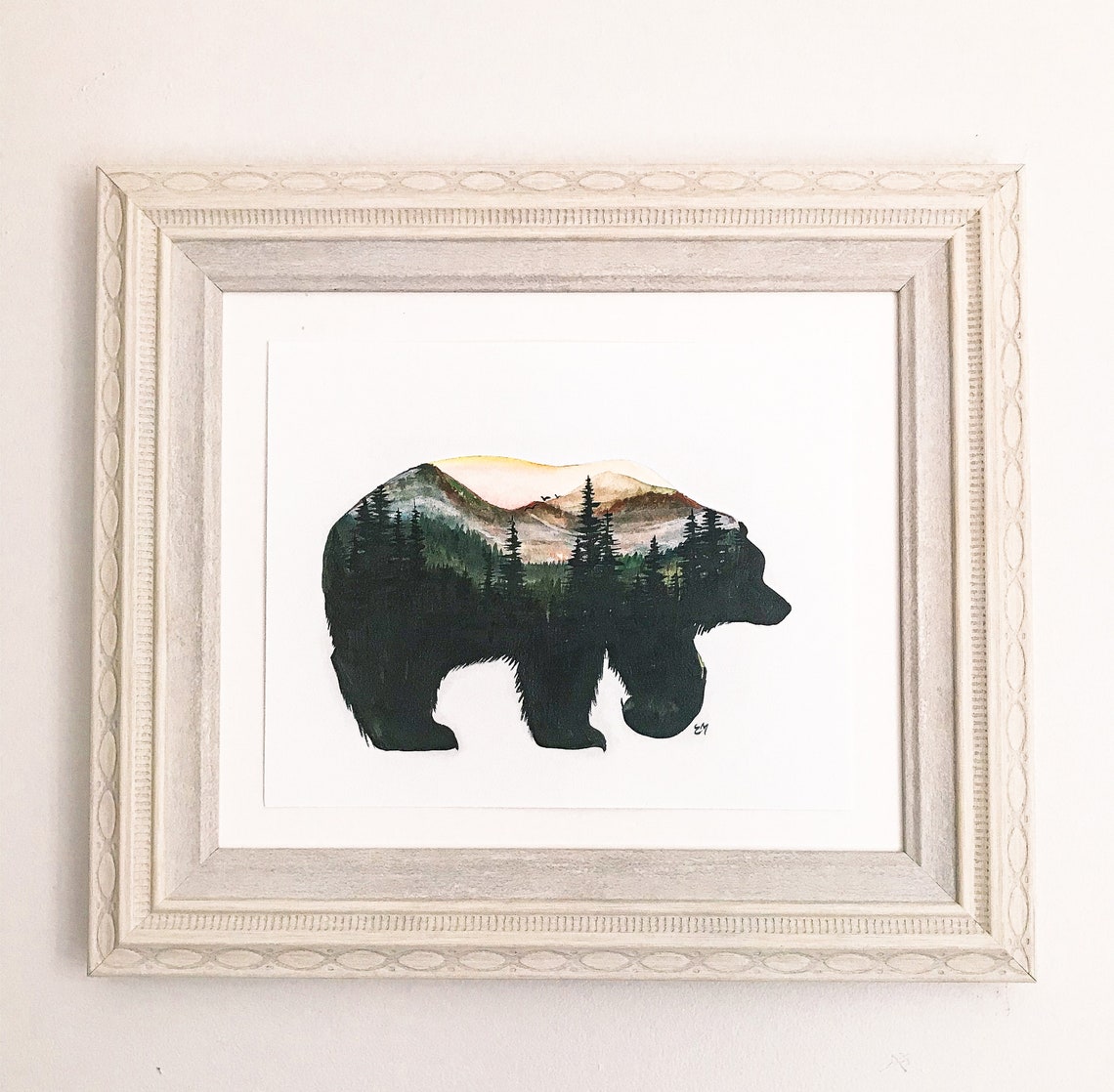 Mountain Bear Watercolor Painting Fine Art Print Rustic | Etsy