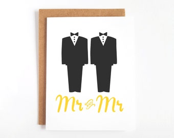 Mr & Mr Card - Cute LGBT Wedding Cards, Queer Wedding Cards, Lesbian Wedding Cards, Gay Wedding Cards