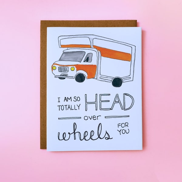 Cute Lesbian Love Cards,  Cute LGBTQ Cards, Gay Love Cards - Head Over Wheels in Love