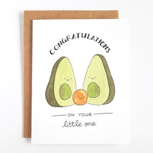Adoptionskarte, Gender Neutral Babykarte, Glückwunschkarte - kleiner Avocadosamen