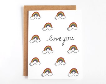 Cute LGBT Cards, Rainbow Love Cards, Cute Gay Love Cards  - Love You Rainbows