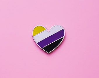 LGBTQ pin, Pride Pin , Non binary Pin, Non binary pride Non-binary heart pin, Non-binary pin, Non-binary pride,