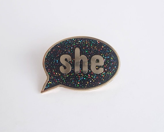 LGBTQ Pronoun Pin Pronoun She Pin Queer Enamel Pronoun Pin - Etsy