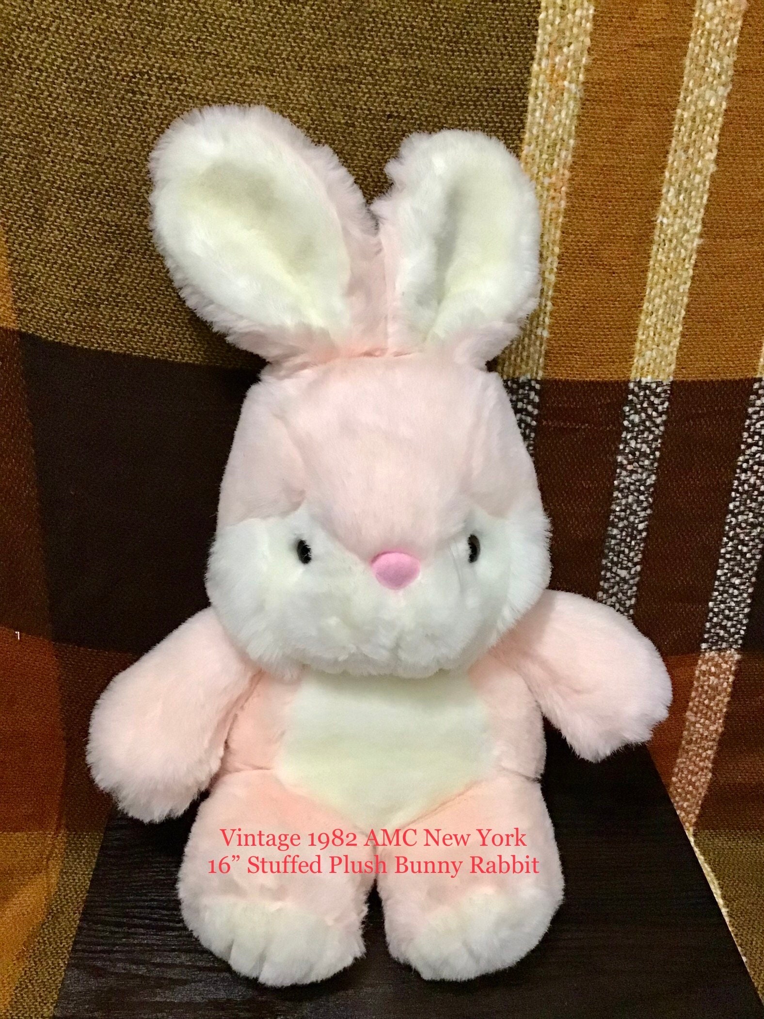 14 VINTAGE KIDS OF AMERICA YELLOW + WHITE BUNNY RABBIT STUFFED ANIMAL  PLUSH TOY