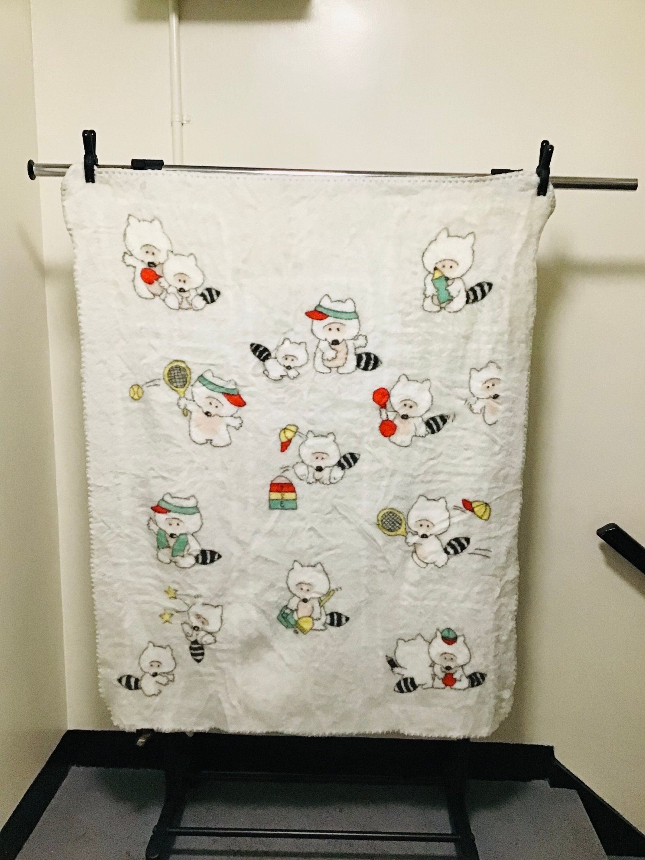 Vintage Manterol Bayer Whimsical Playful Racoons at Play Theme Fleece Blanket Throw Etsy Canada