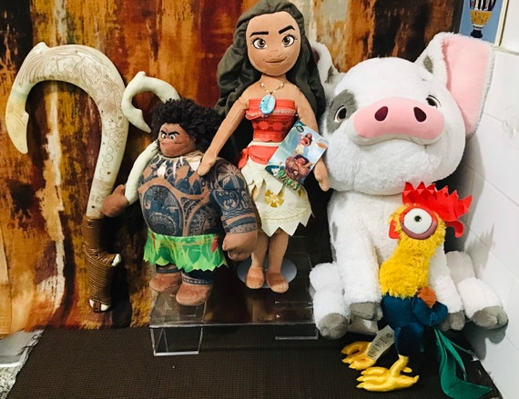 4 X Disney Moana Movie Characters Plush 1 X Jakks Mauis Magical