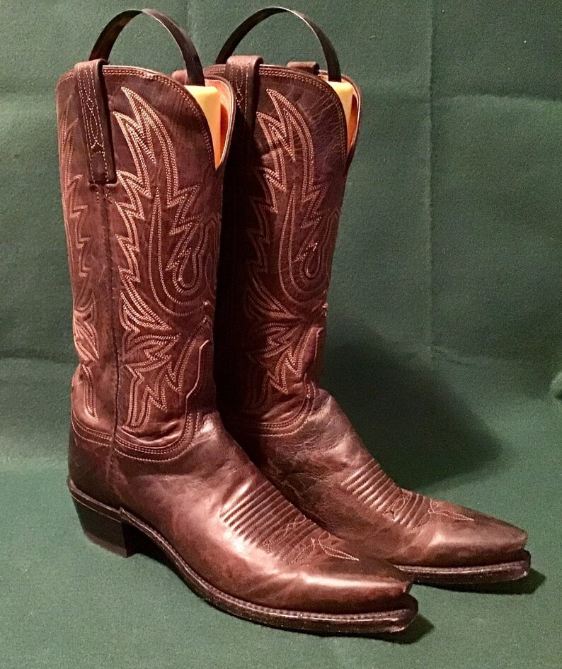 Lucchese 1883 Chocolate Western Women\u2019s Leather Boots N4554 Size 7B