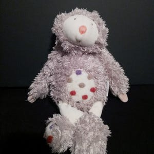 Moulin Roty Les Zazous Boubou The Sloth 12” Gray Soft Plush Toy w/Textured Dots image 3