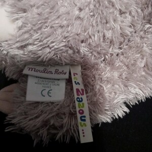 Moulin Roty Les Zazous Boubou The Sloth 12” Gray Soft Plush Toy w/Textured Dots image 5