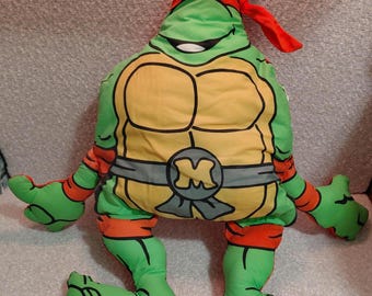 Vintage 1990 TMNT Ninja Turtles Pillow Buddy Michaelangelo Plush Pillow *NO TAG*