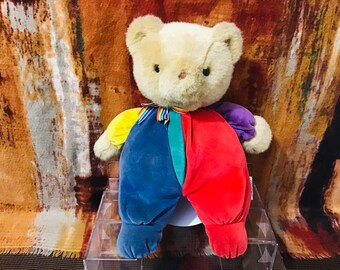 Eden Primary Colors Bear 123 Red Blue Green Yellow Stripe Brown Teddy Plush 13" 