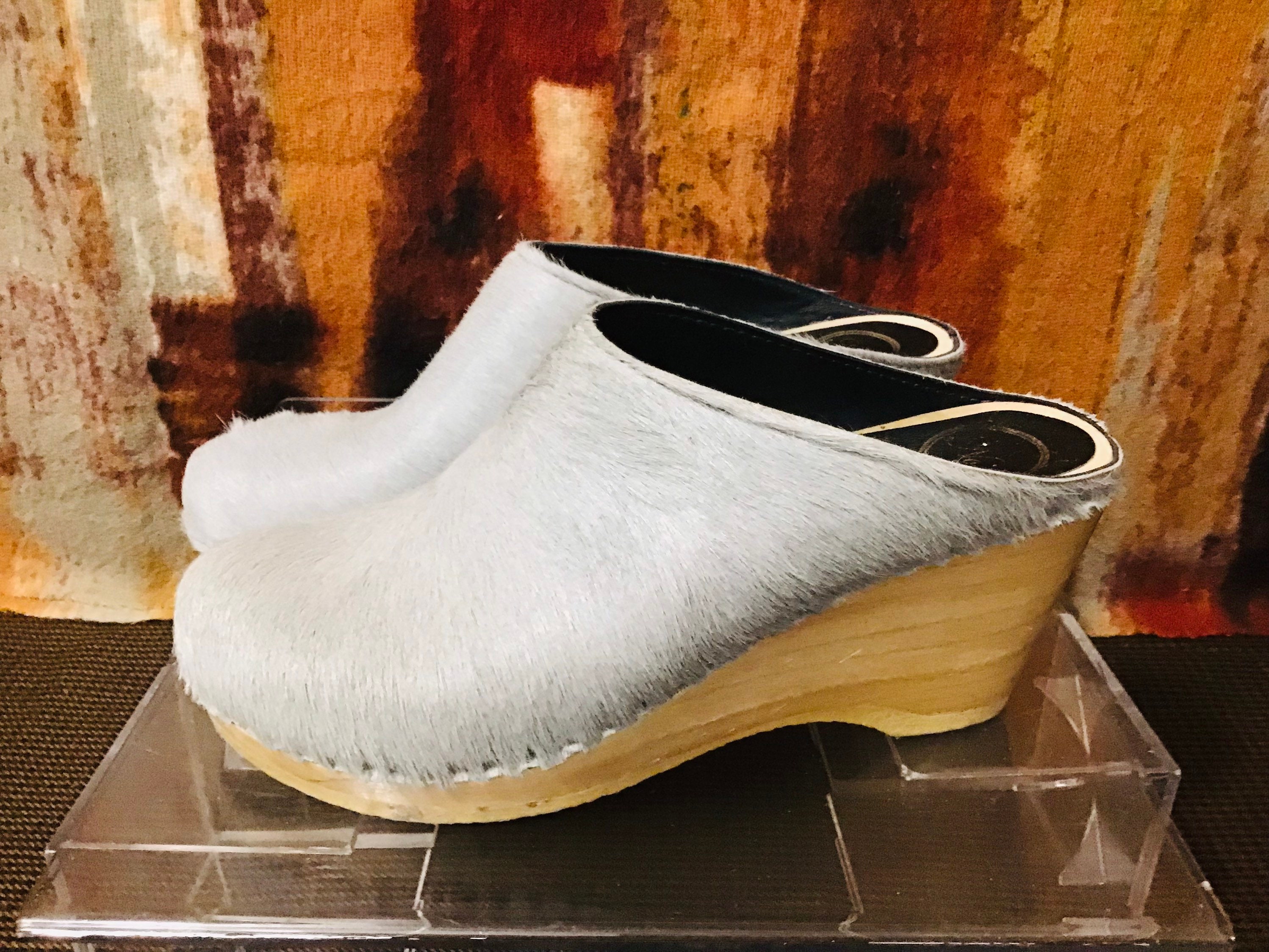 No.6 Old School Mid Heel Italian Cow Hair Dusk Pony Clogs EU 40